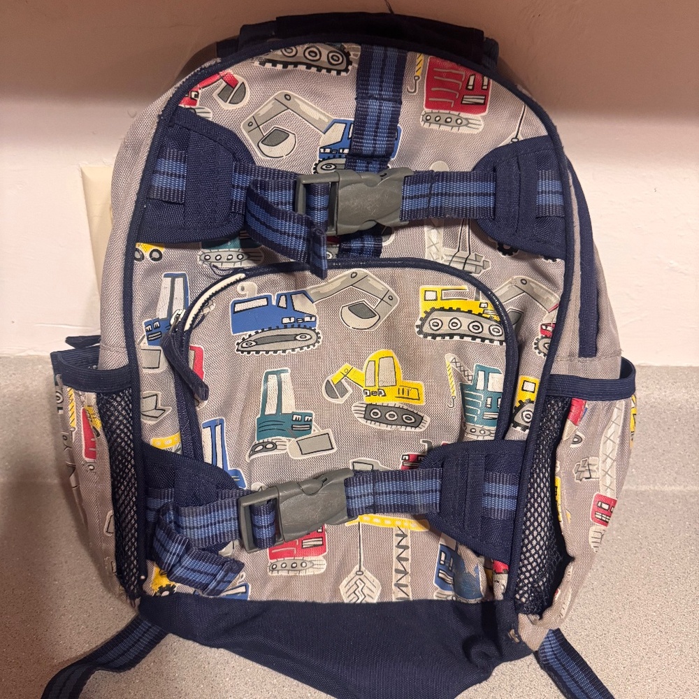 Pottery barn kids Gray Jax Construction Glow-In-The-Dark Mackenzie Backpack